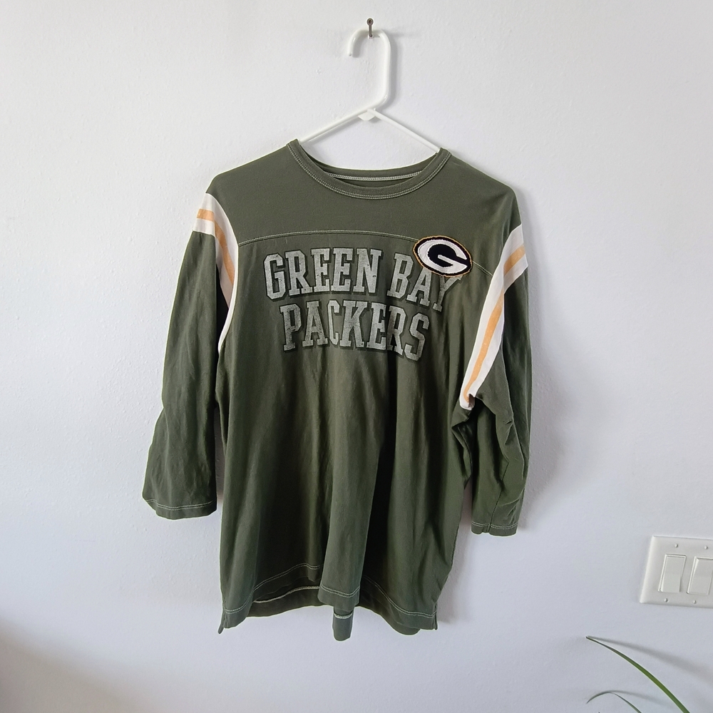 Green Bay Packers NFL Long Sleeve Tee Football Fan Graphic Shirt Cotton Green